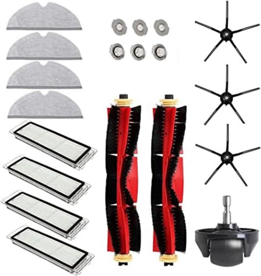 20-delige set voor Xiaomi Roborock S6 S60 S65 S5 MAX T6 stofzuigeraccessoires, 2 rolborstels, 4 filters, 4 dweildoeken, 3 zijborstels, 6 waterkernen, 1 wiel