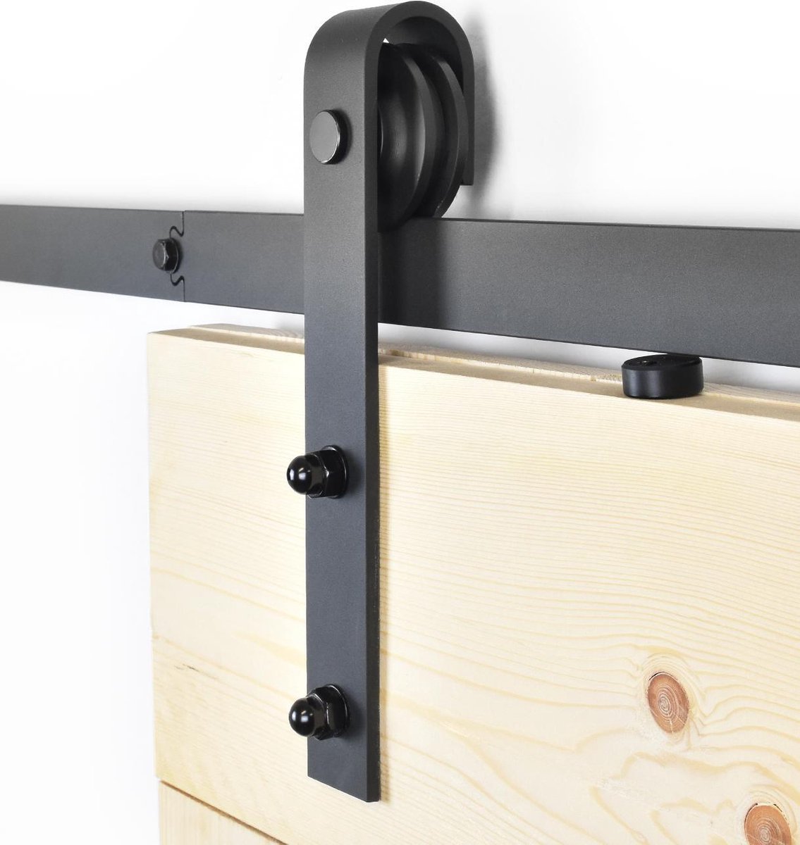 Sliding Door System Straight - Complete set - 200 cm rail (2x100 cm) - Black