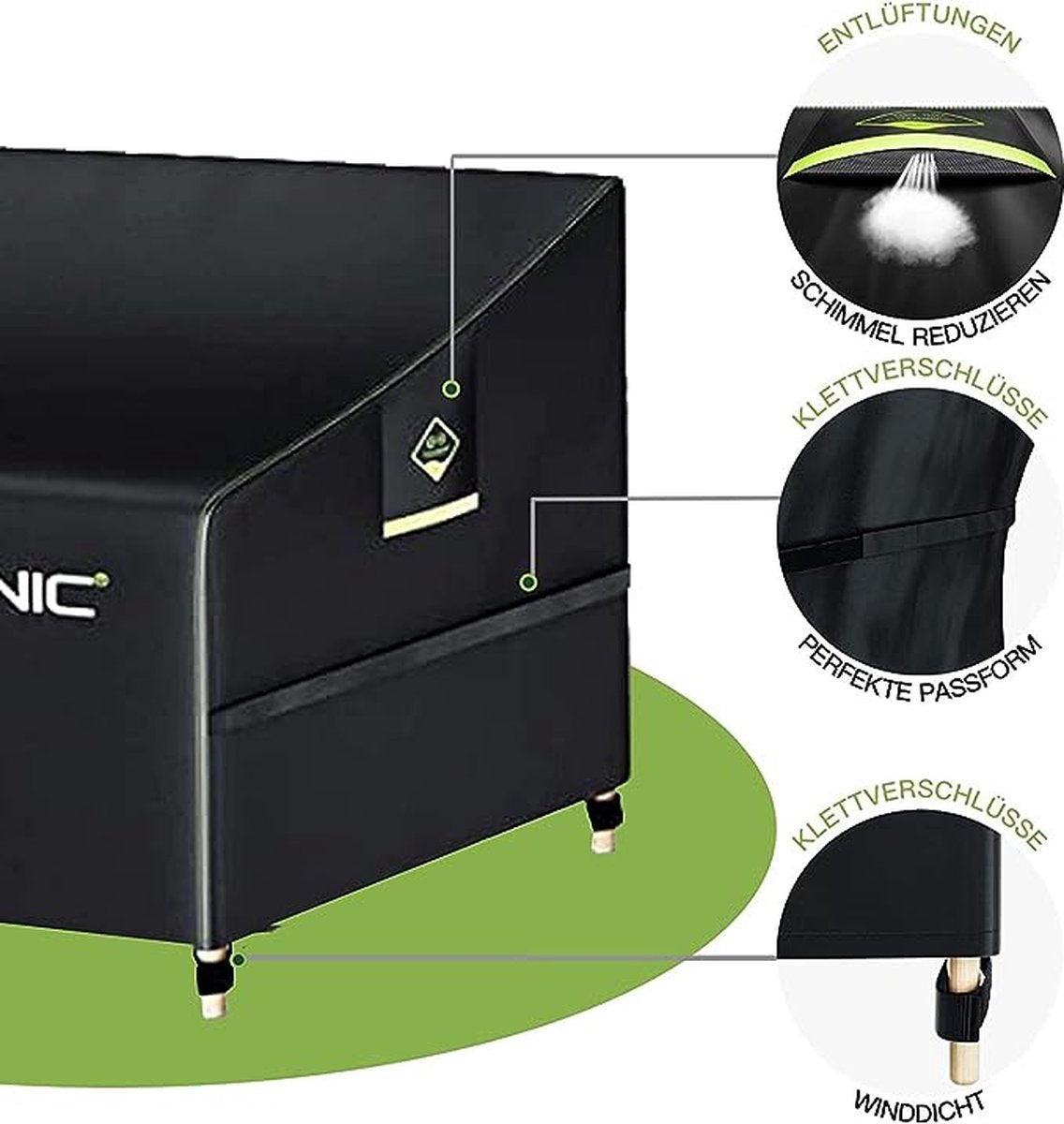 Bankhoes, loungebankhoes, afdekking voor 3-zits, waterdicht, loungebank, beschermhoes voor tuinbank, waterdicht, 420D polyester, 220 x 85 x 61/71 cm