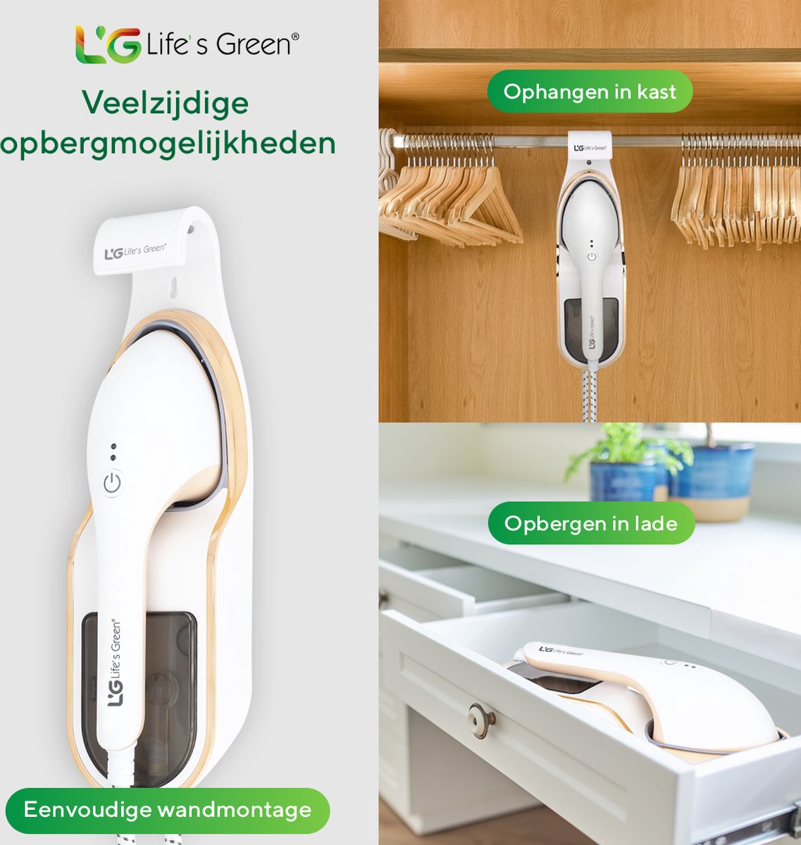 Life's Green® Garment Steamer - Met Handstomer - Stoomstrijkijzer - Stoomapparaat Kleding