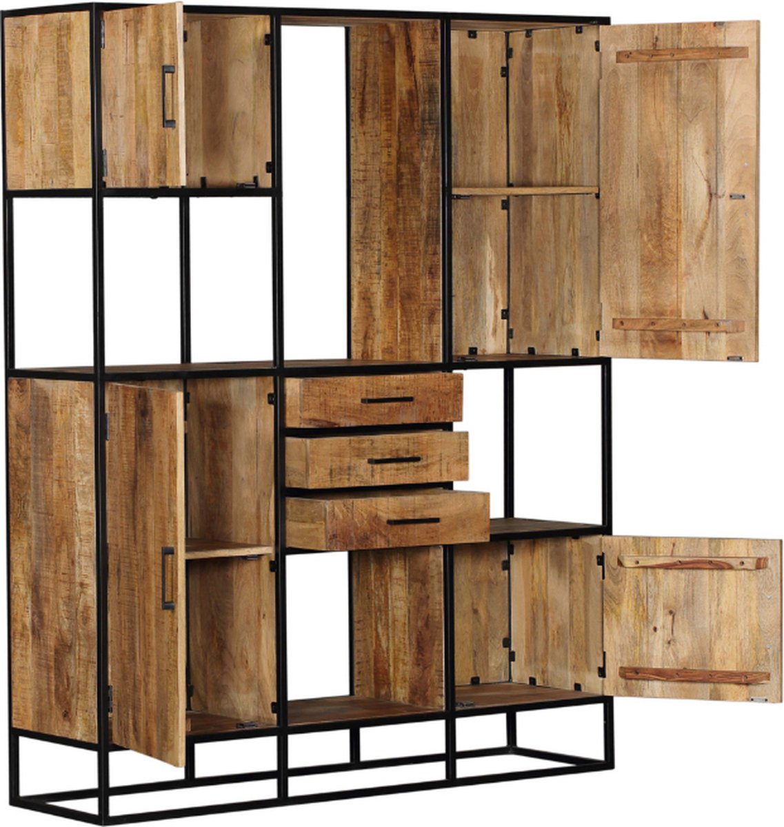 Compartment cabinet Sanne supreme XXL - industrial compartment cabinet - mango wood compartment cabinet