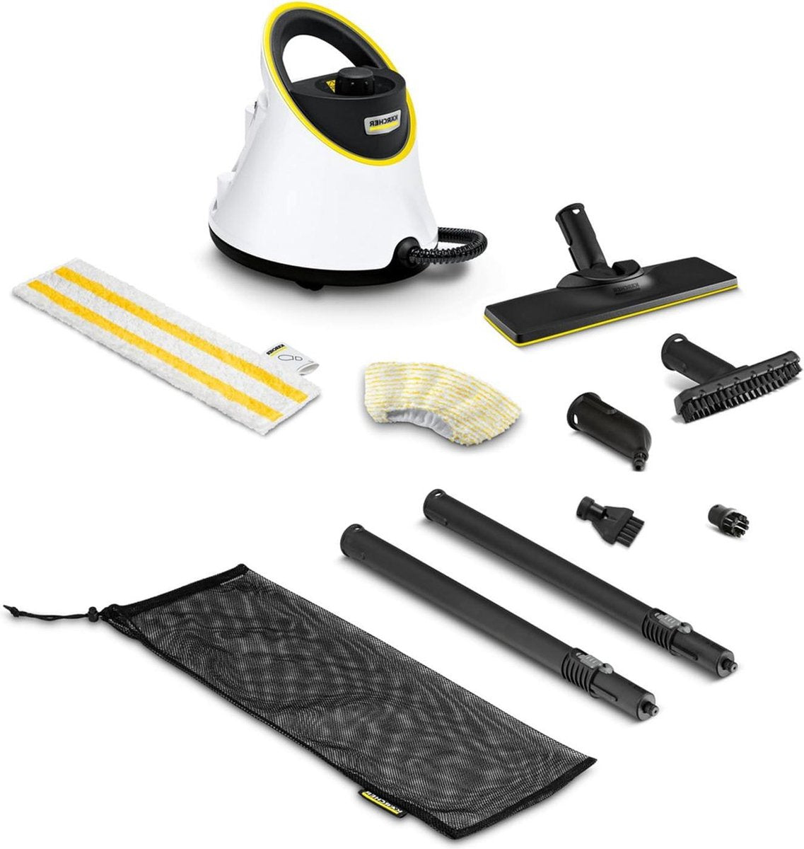 Stoomreiniger SC 2 Deluxe oppervlakte- ca. 75m² reservoir- 1 l stoomdruk- max 3,2 bar opwarmtijd- 6,5 min verwarmingsvermogen- 1.500 W met EasyFix vloerreinigingsset en 3 sproeikoppen Stoomreiniger
