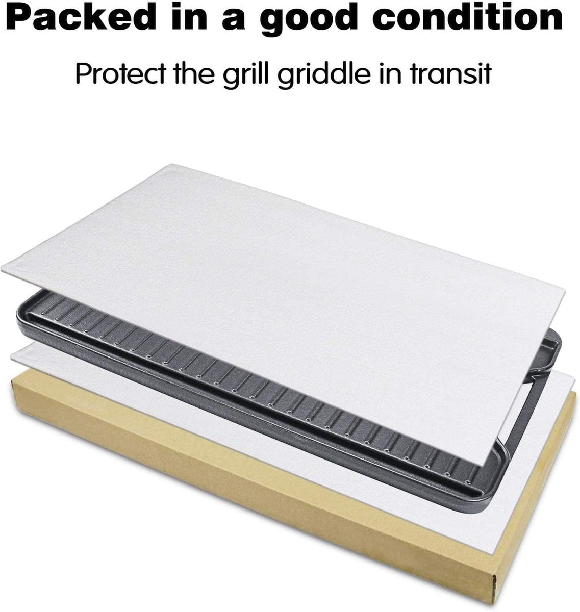 Gietijzeren antiaanbak grillplaten 50,8 x 26,5 cm voor oven, fornuis en grill, dubbelzijdige gietijzeren grillplaat met groeven en gladde roosterzone, roosterplaat.