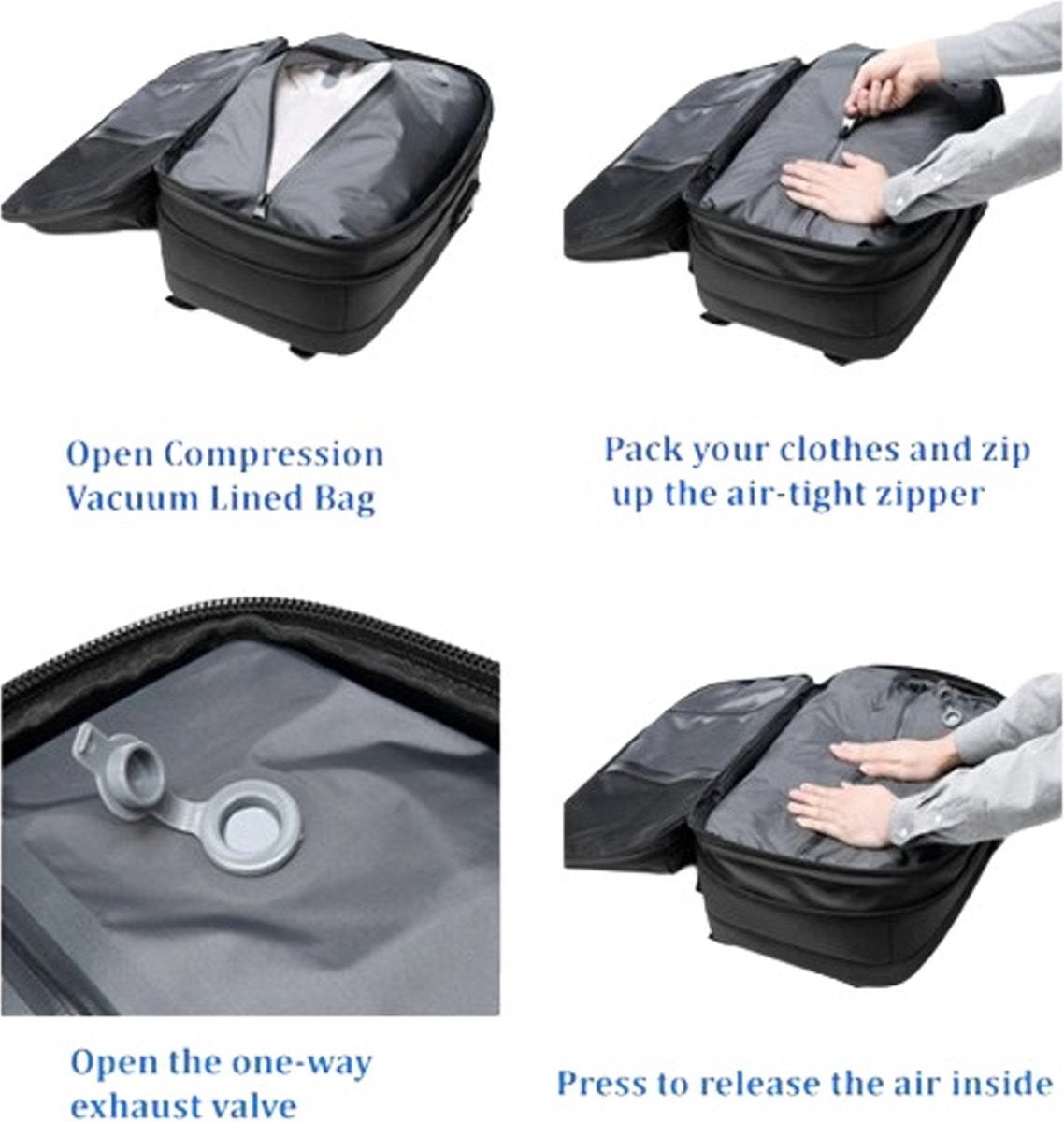 Vacuum Rugzak - Airbag - Reistas - Handbagage - Grote Reisrugzak voor Dames en Heren