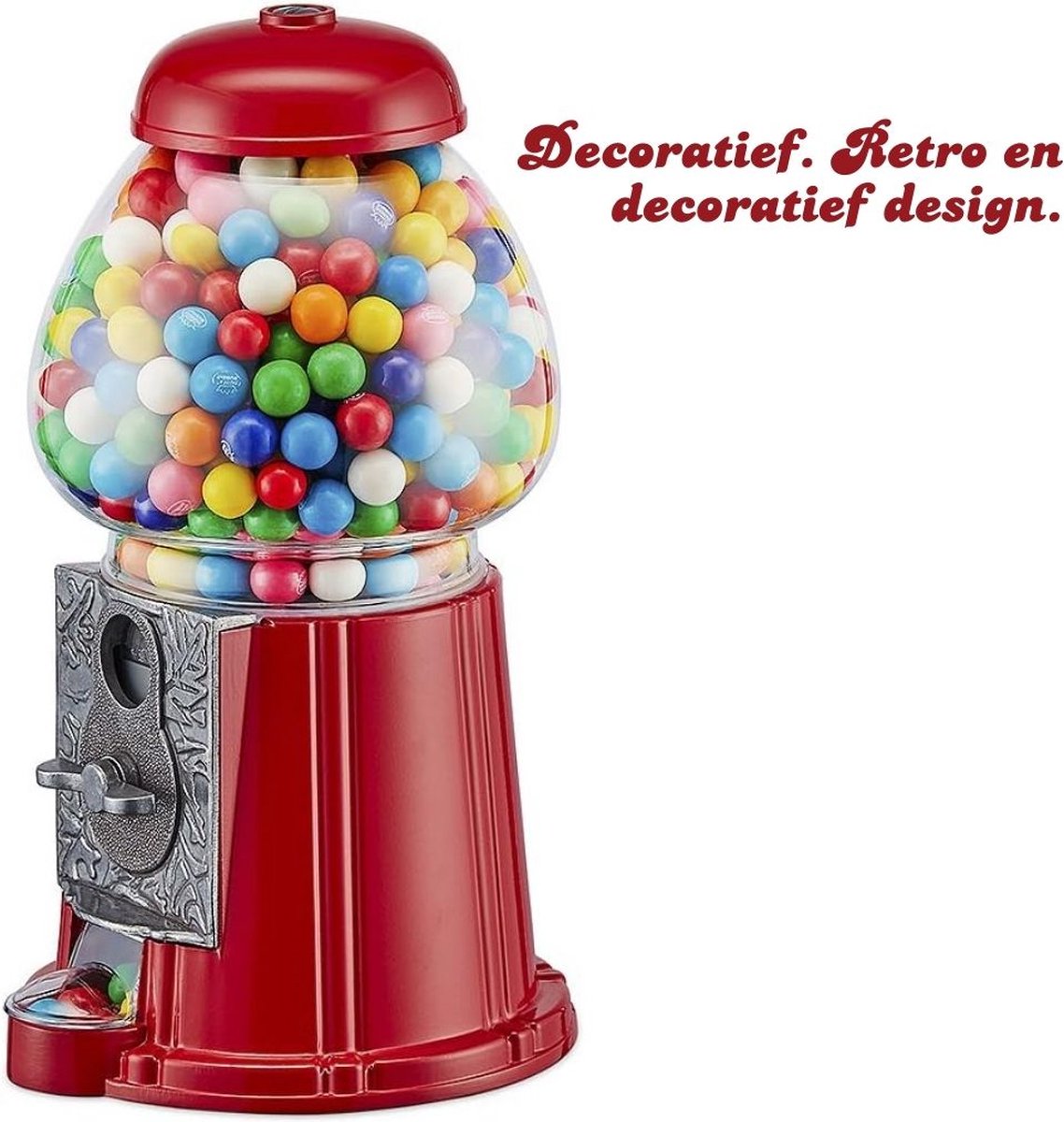 Kauwgomballen Automaat - Snoepmachine - Vendingmachine – Gumball Machine – Snoepautomaat - Candy Grabber – Kauwgomautomaat – Snoepdispenser – Rood – Retro – Aluminium - Circa. 23 Cm