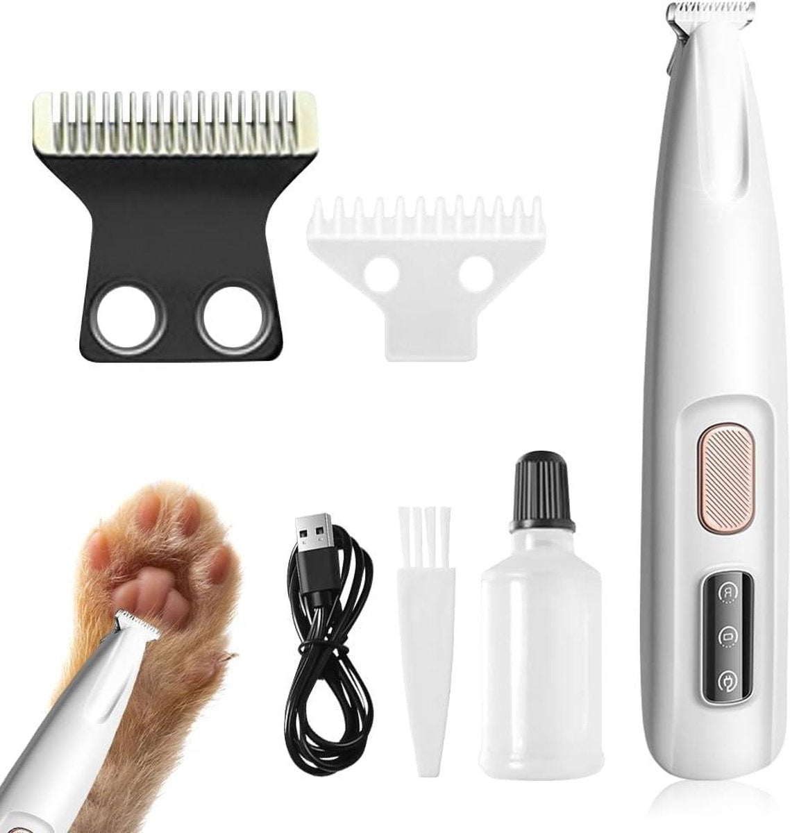 Professional dog and cat clipper - trimmer for paws, eyes, ears, face and rump with LED - USB rechargeable Dog clipper thick coat