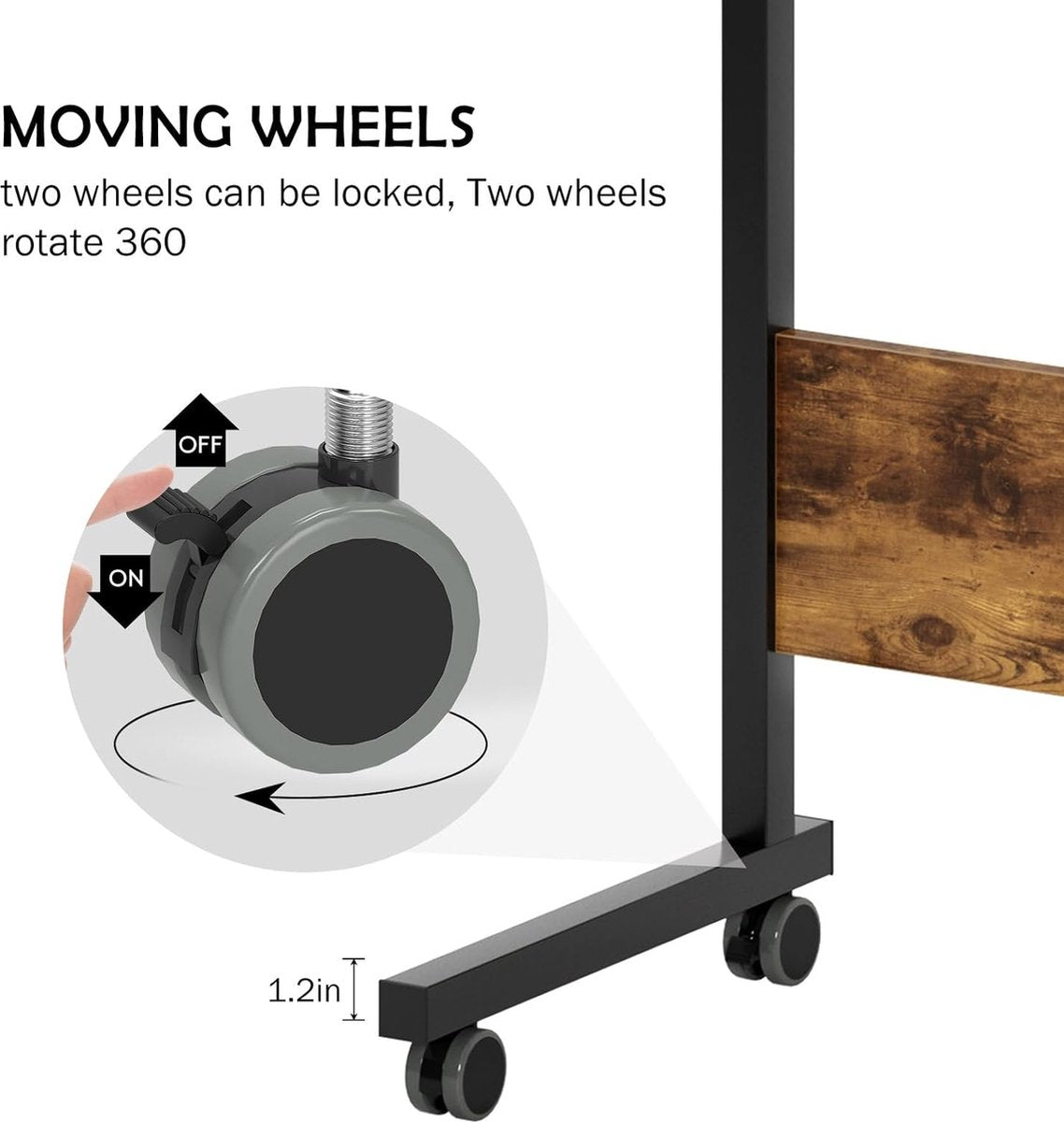 Bureau In hoogte verstelbaar laptoptafel, computertafel met tabletsleuf, 80 x 40 cm, pc-tafel, banktafel, verzorgingstafel, bijzettafel met wieltjes, vintage bruin