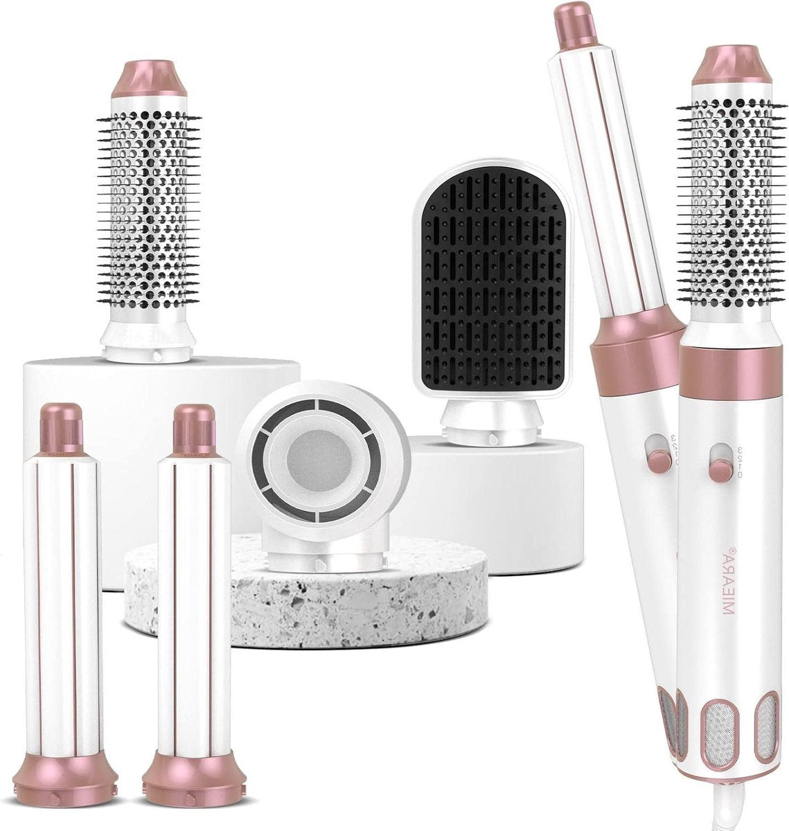 Föhnborstel voor volumiseren en drogen - 5-in-1 Heteluchtstyler negatieve ionische high-speed haarstyler met roterende functie