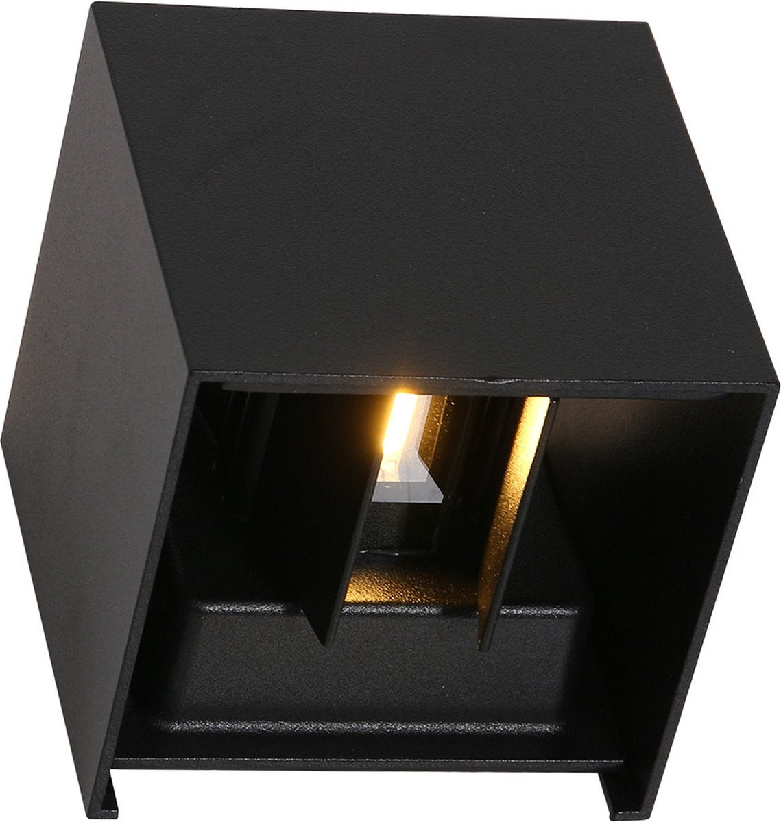 Buitenlamp dubbel met dag- en nachtsensor | industrieel | 2 LED-lichtpunten | mat zwart | 10x10x9,8 cm | modern design | buitenverlichting