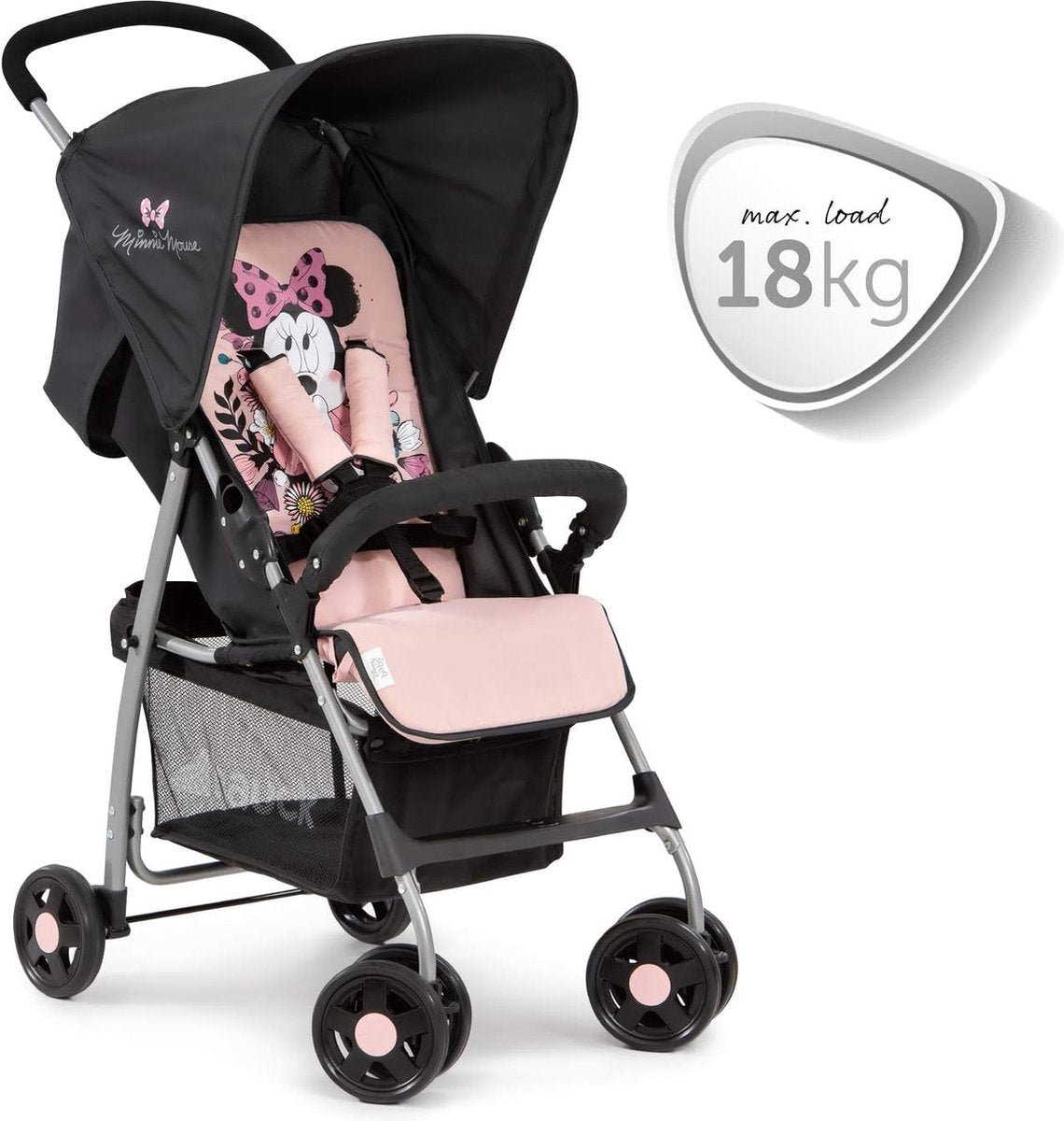 Sporty lightweight buggy up to 18 kg with recline position from birth, easy and compact fold, bumper bar, large shopping basket - red