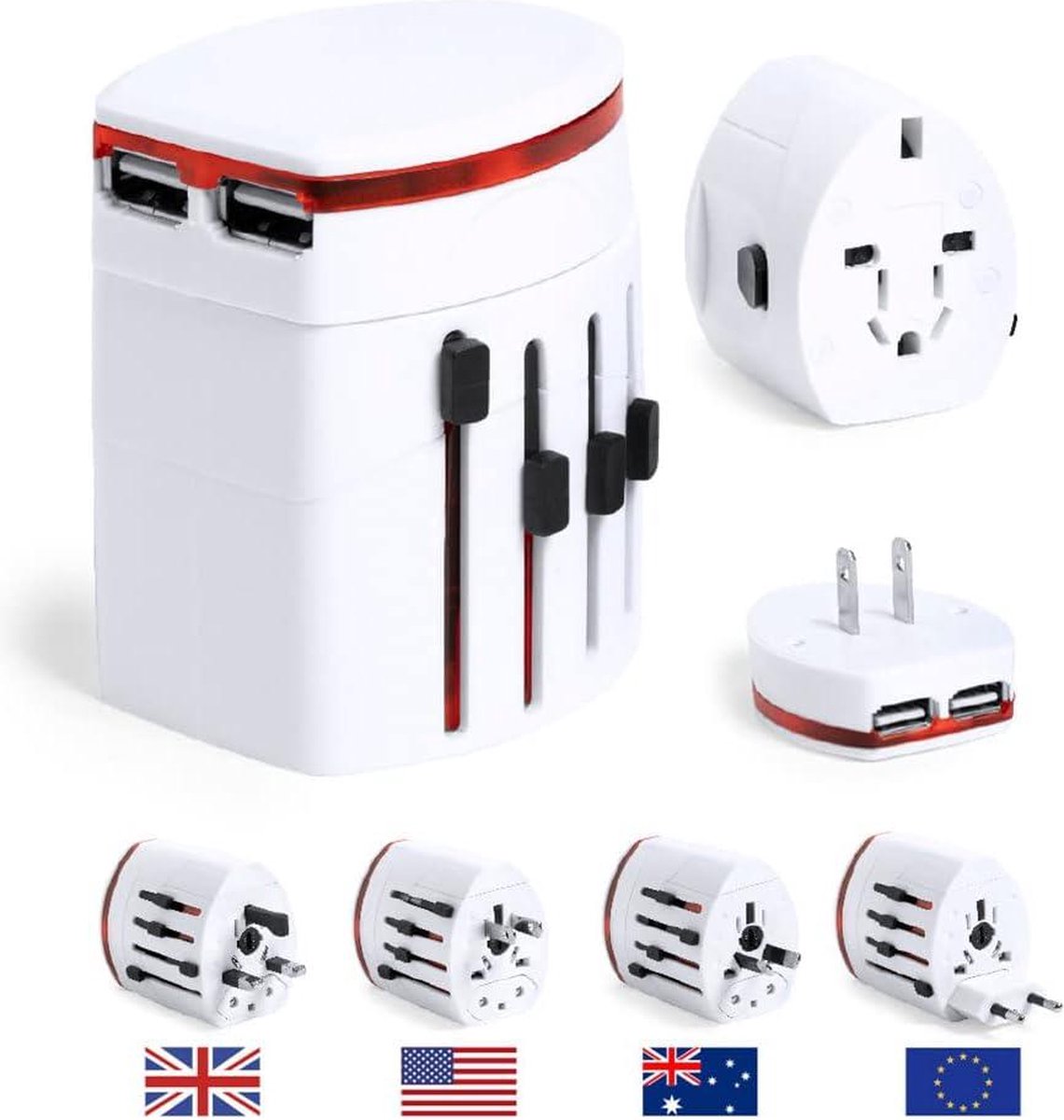 International Travel Adapter with 2 USB Ports - Suitable for USA Europe Australia - 2100 mA (Style3)