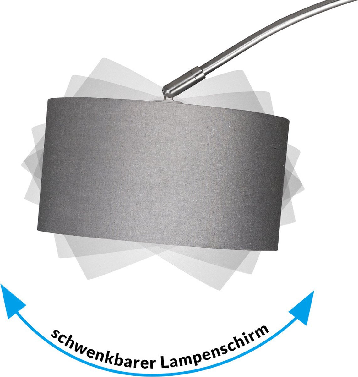 Monzana Booglamp Incl. Kap – Marmeren Voet - 150-175 cm Grijs