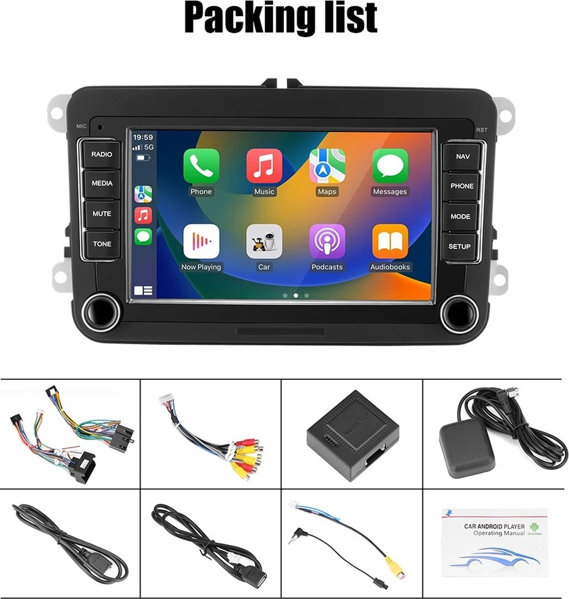 Autoradio - Android Carplay - Bluetooth Radio - Skoda Octavia Volkswagen Golf 5 6 Touran Passat Polo Jetta
