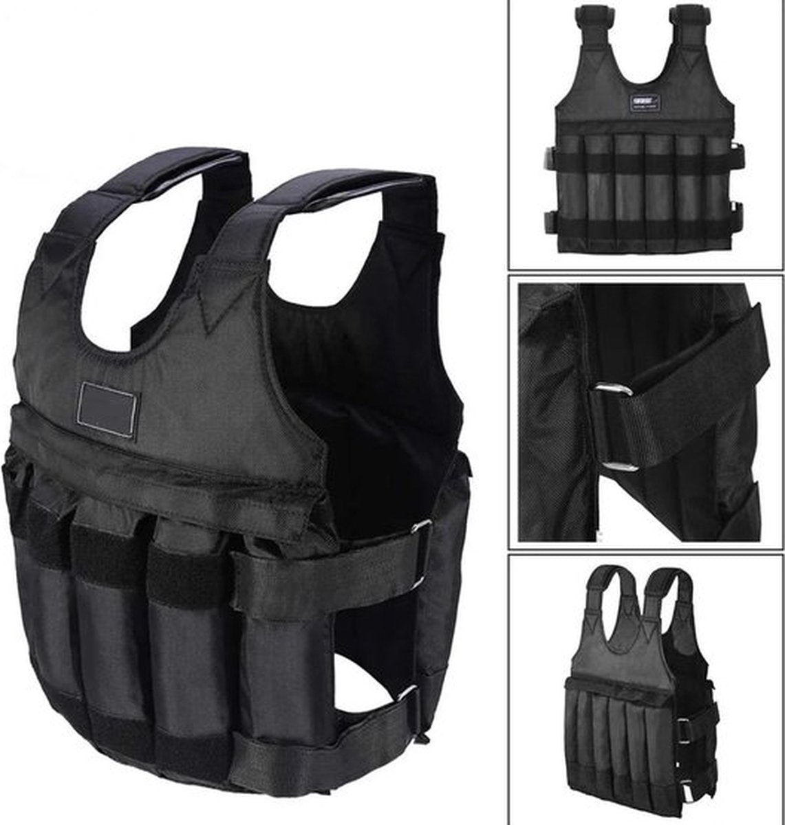 Weighted Vest - 1-50kg Gewichtsvest - Trainingsvest - Hardlopen - Verstelbaar - Calisthenics - Zwart - (Zonder Gewichten)