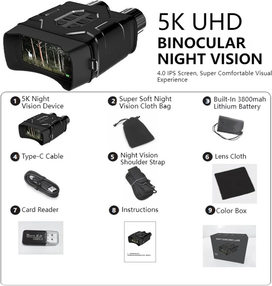 Night Vision - Night Vision with Infrared - Thermal Imaging Night Vision - 5K UHD - Supports WIFI