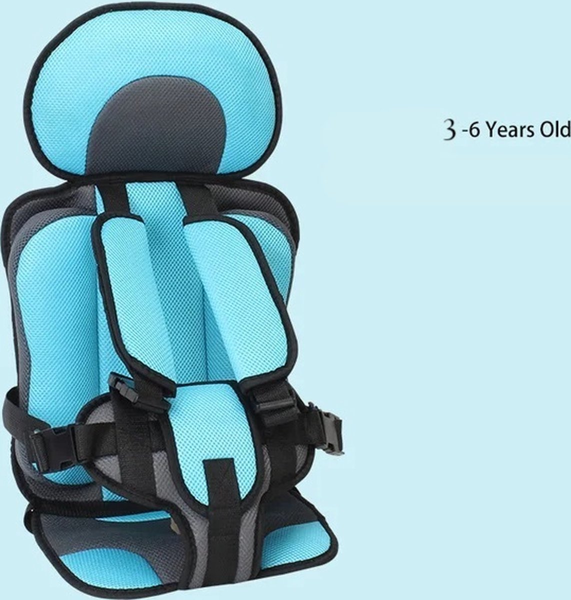 Car Booster Seat for 3 to 6 Years – Breathable and Adjustable Safety Seat with Seat Cushion and Portable Seat Mat – Suitable for Babies and Toddlers – 56x24x36 cm