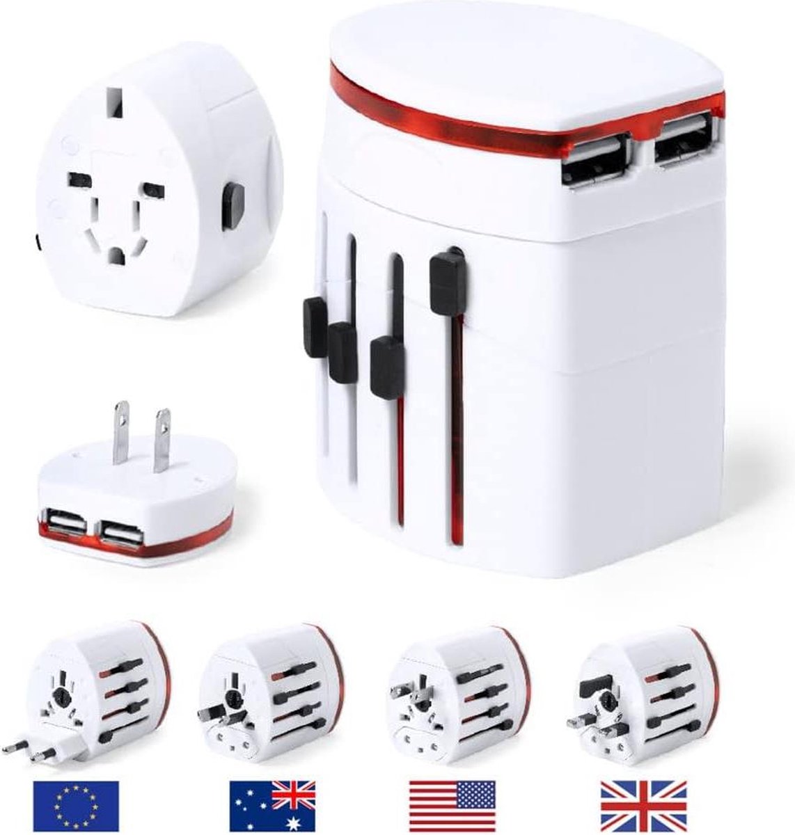 International Travel Adapter with 2 USB Ports - Suitable for USA Europe Australia - 2100 mA (Style3)