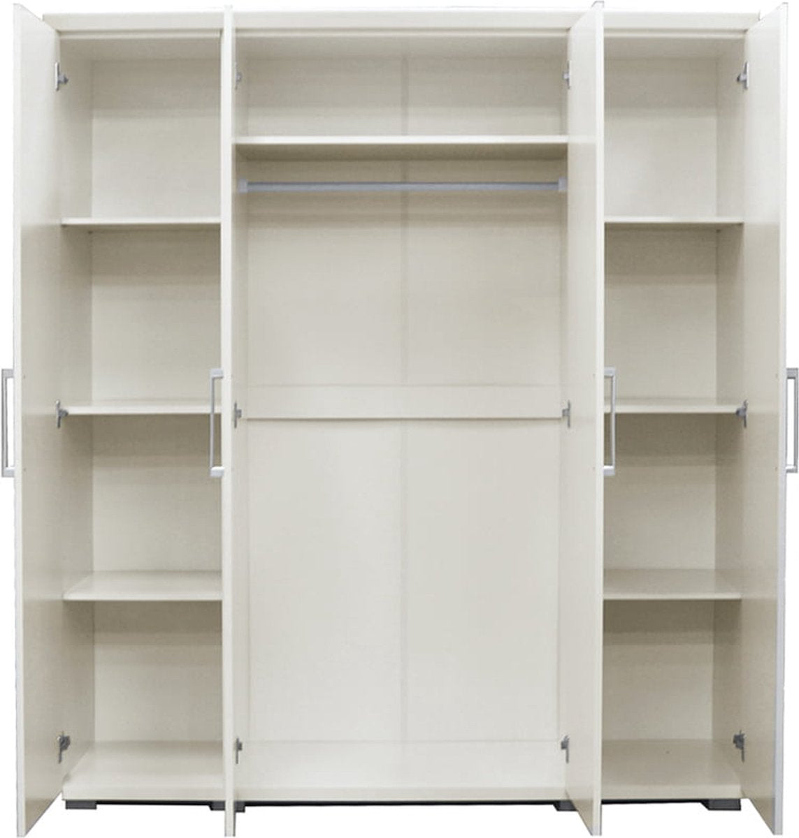 Kledingkast Graham Wit - Breedte 160 cm - Hoogte 183 cm - Diepte 52 cm - Met hanggedeelte - Met planken - Met openslaande deuren