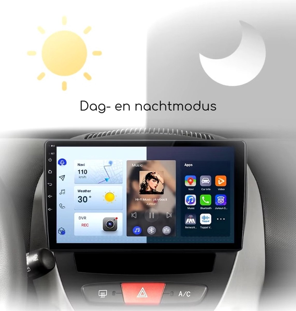 Autoradio - Android Carplay - Bluetooth Radio - Peugeot 107 - Toyota Aygo - Citroën C1