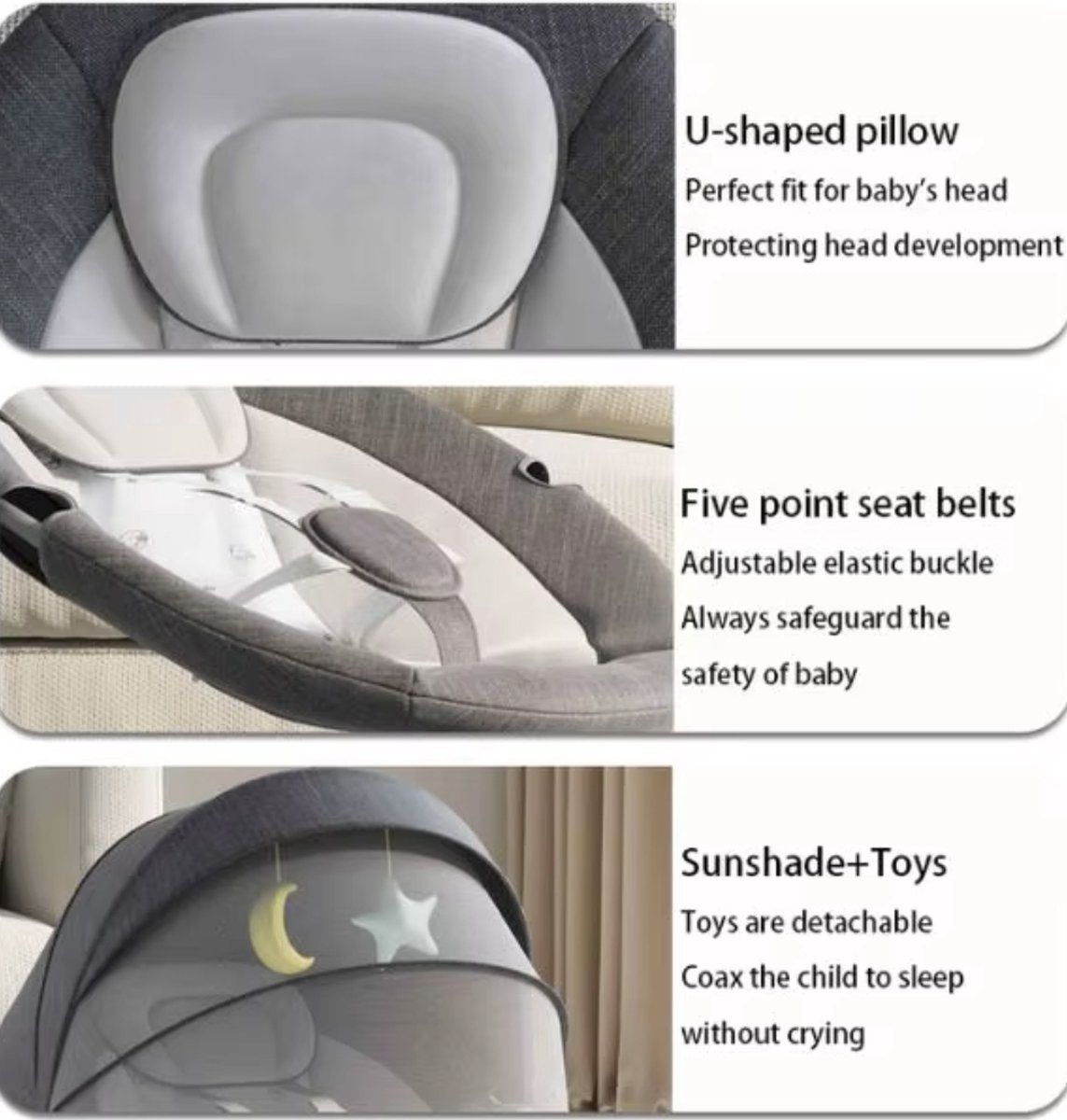 J&R Elektrische Wipstoel - Wipstoel - Babystoel - Baby Swing - Schommelstoel - Elektrisch - Afstandsbediening - Bluetooth voor muziek - Roze
