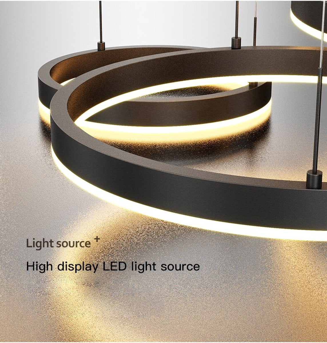Chandelix - Luxe hanglamp - Woonkamer - Ringen - met afstandsbediening en app - Dimbaar - In hoogte verstelbaar - Woonkamerverlichting - Slaapkamerverlichting - Smartlamp - Ringlamp - LED - Zwart