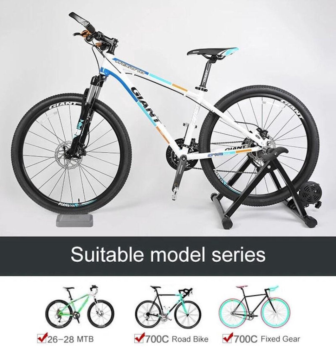 Fietstrainer - Rollenbank voor fietsen met 26-28 inch of 700C wielen - Hometrainer - Racefiets - Mountainbike - Aluminium - Zwart