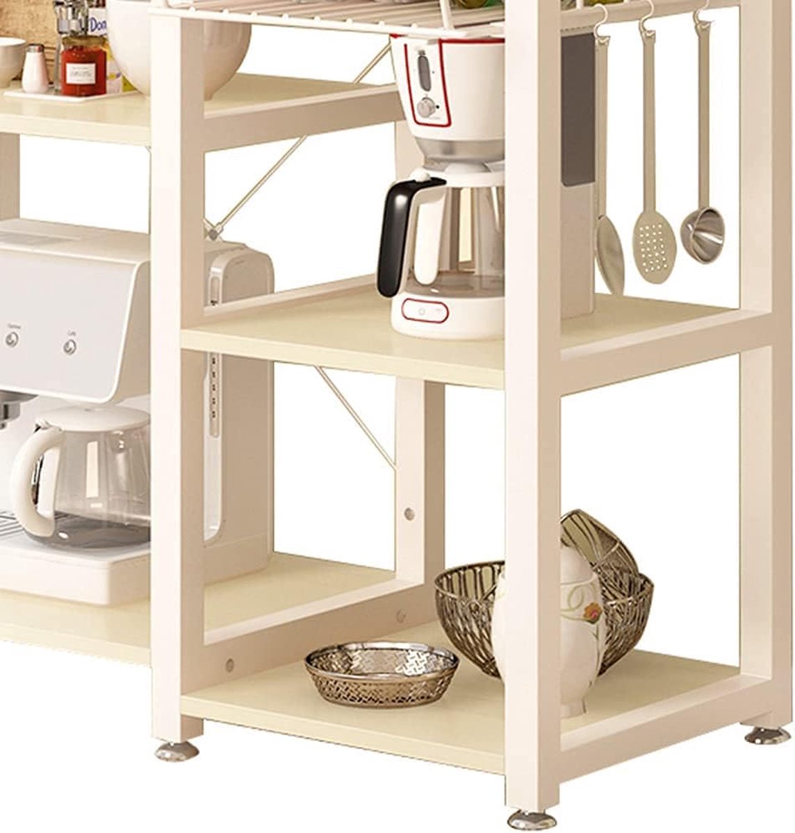 bakkersrek, keukenplank, staande plank, bakker, plank, magnetronhouder, multifunctioneel keukenopbergrek met 3 planken.