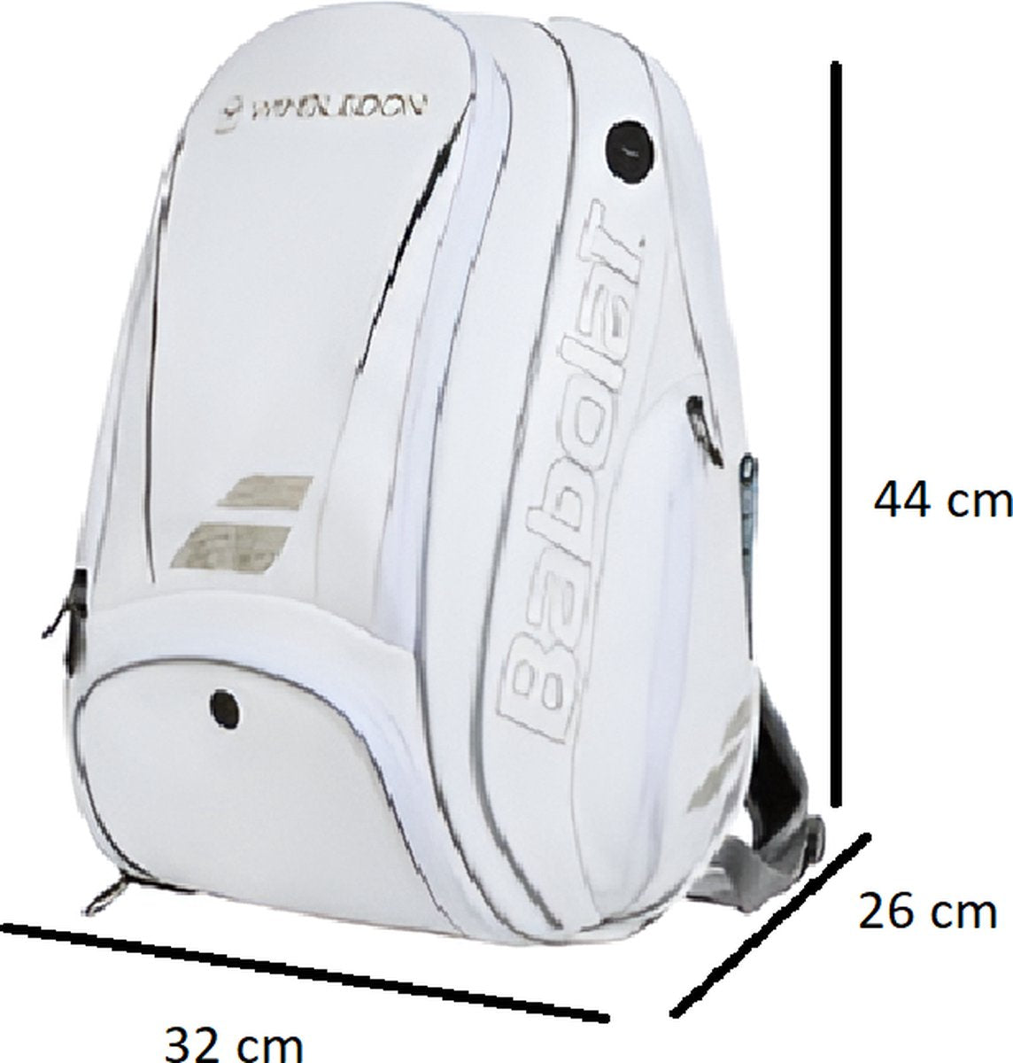E-Shop4u - Tennis Bag - Tennis Backpack - White - Polyester - Tennis Racket Bag for Men and Women - Ventilated Shoe Compartment - Durable and Stylish Design - Squash-Tennis-Badminton-Pickleball-Padel