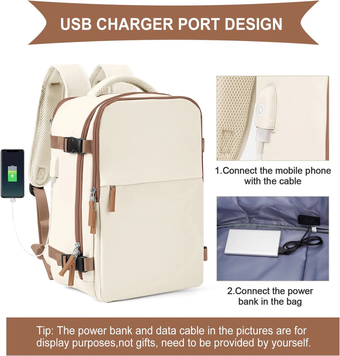 Backpack - Travel bag - Hand luggage - Laptop bag - Travel backpack - Compact and stylish - 40x25x20 cm