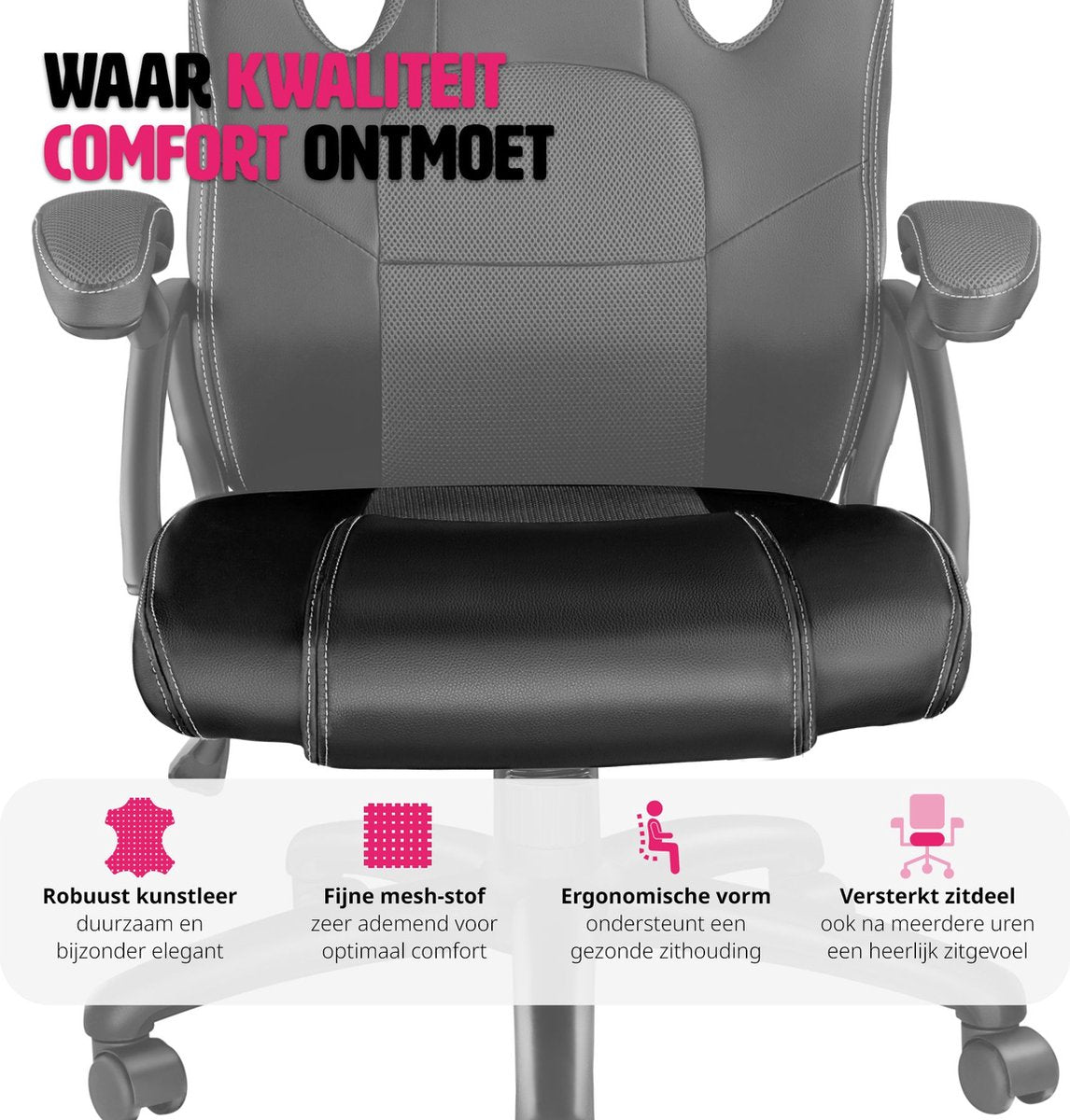 tectake® - bureaustoel gamingstoel - luxe bureaustoel kantoorstoel - racestoel bureaustoel gamestoel Mike - zwart/zwart
