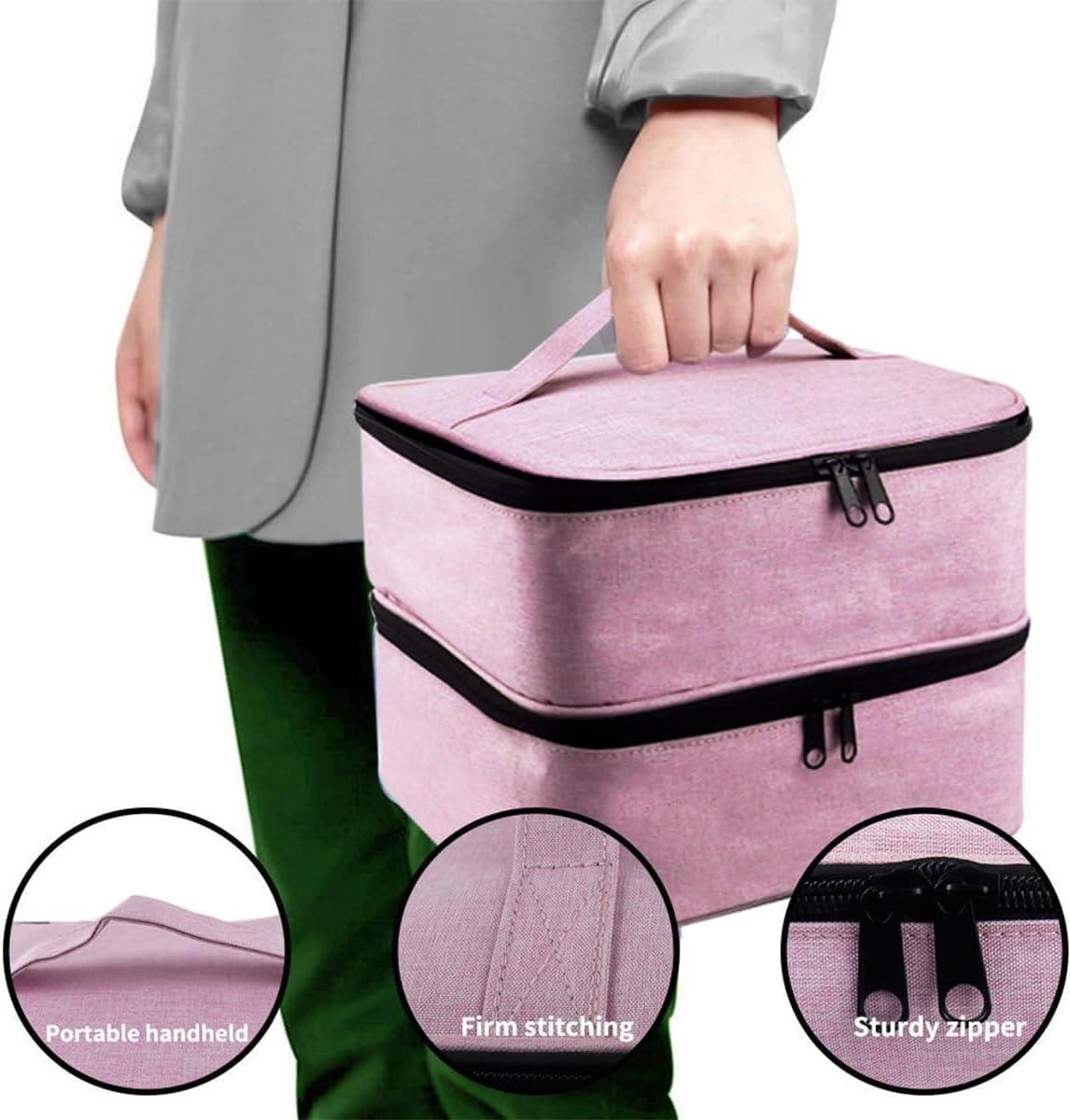 Double Nail Polish Storage Bag - Organizer for 30 Bottles - Portable Nail Polish Carrying Case with UV Lamp - Nail Art Accessories Nail Polish Case