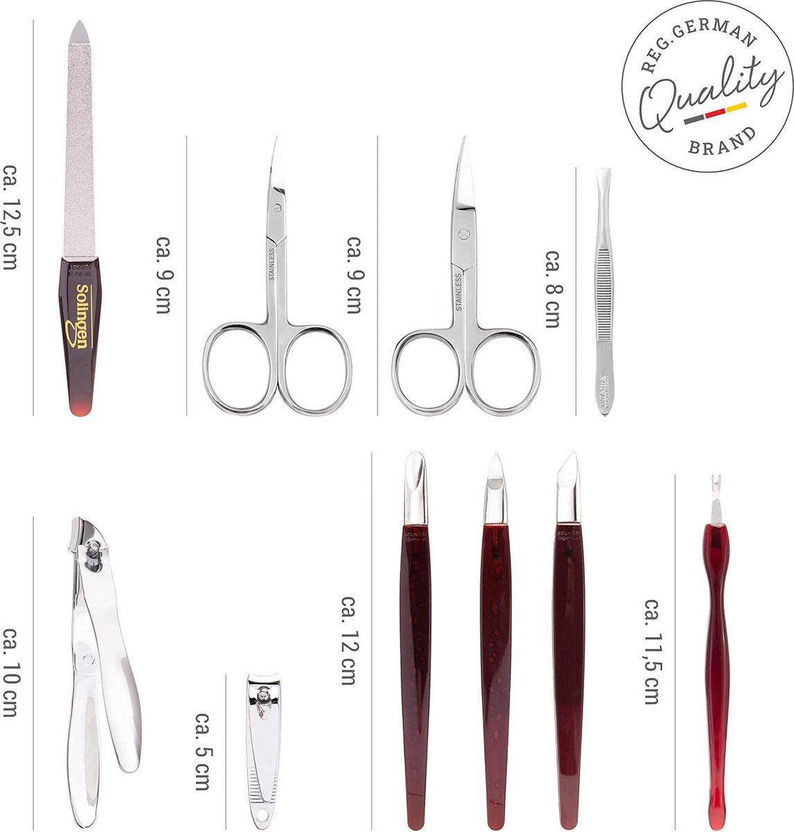 Manicureset 10-delige ijdelheid manicure - pedicure set Duitsland - Premium stalen teennagel - vingernagel trimmer - nagelriemsnijder pincet - nauwkeurige teennagel vingernagel verzorging.