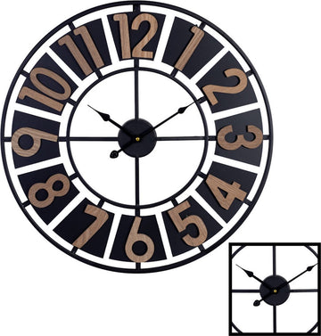 Decopatent® XL Ronde Wandklok 60 Cm Landelijk - Modern met Houten Cijfers - Keuken - Woonkamer - Industrieel - Muurklok - Hout