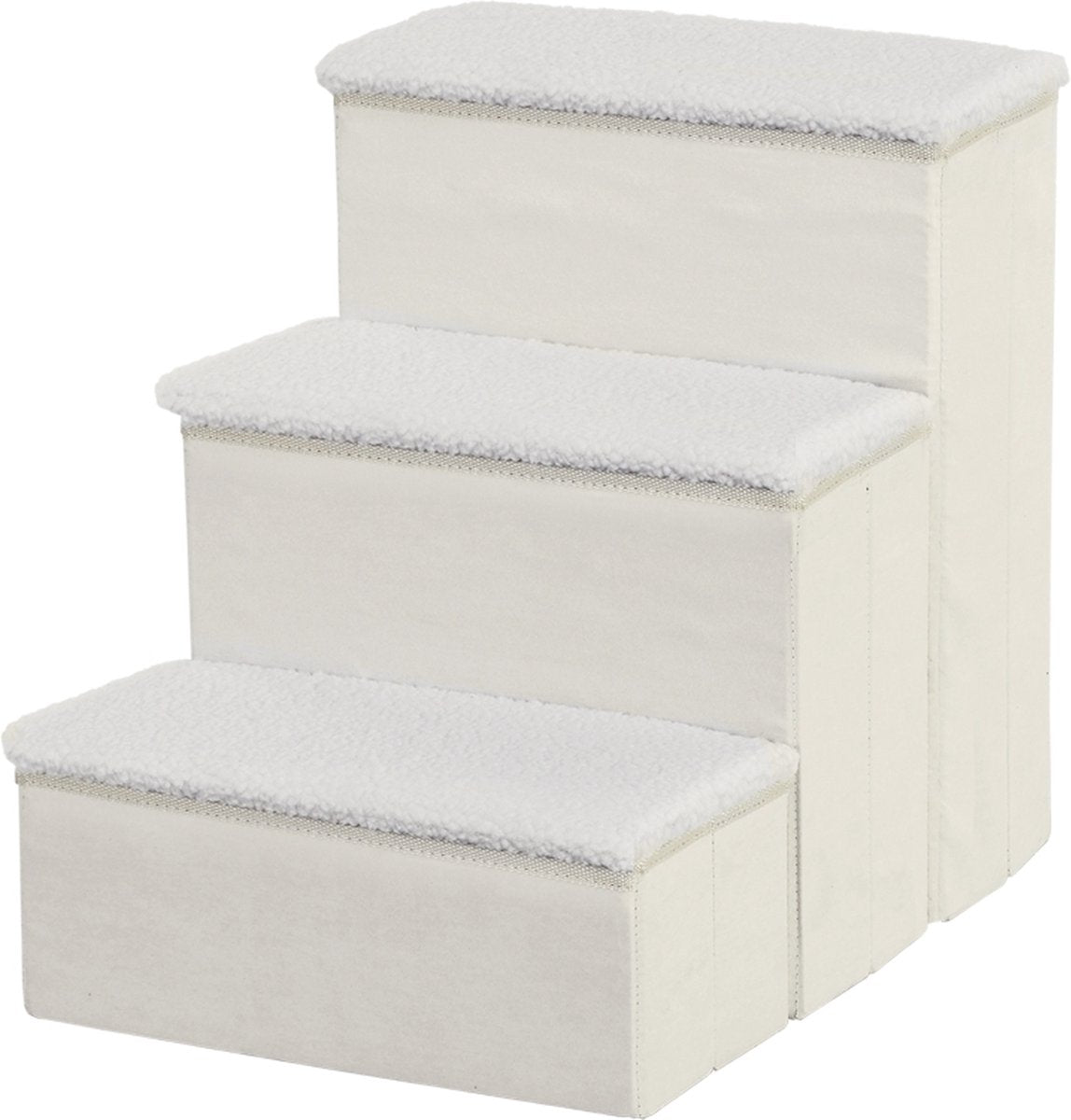 Dog stairs with 3 steps - Cat stairs - Pet stairs - Steps - Footstool - White - 40 x 54 x 48 cm