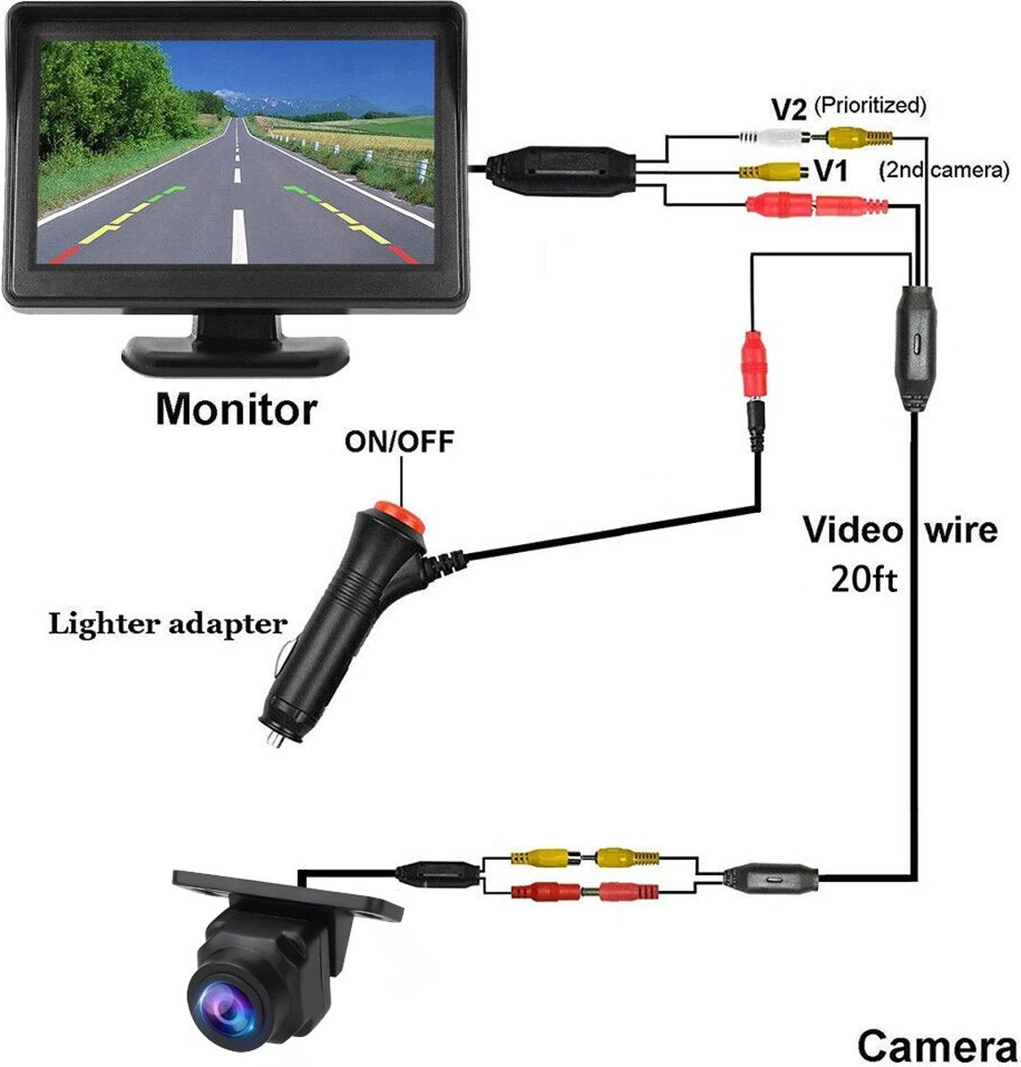 Reversing camera - Reversing camera night vision - Reversing camera for car, camper, caravan, truck - Waterproof - Complete set