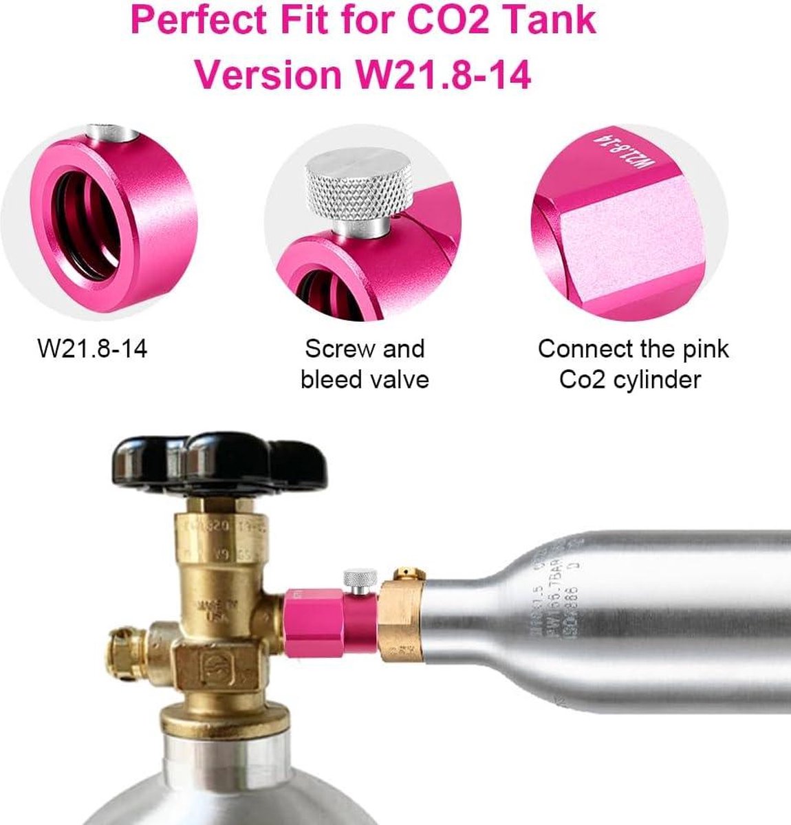 CO2-navuladapter voor SodaStream Duo Crystal 3.0 Gala-Art Terra E-Duo - Compatibel met Quick Connect - Vuladapter voor compacte CO2-flessen - W21.8-14 CO2-flesadapter