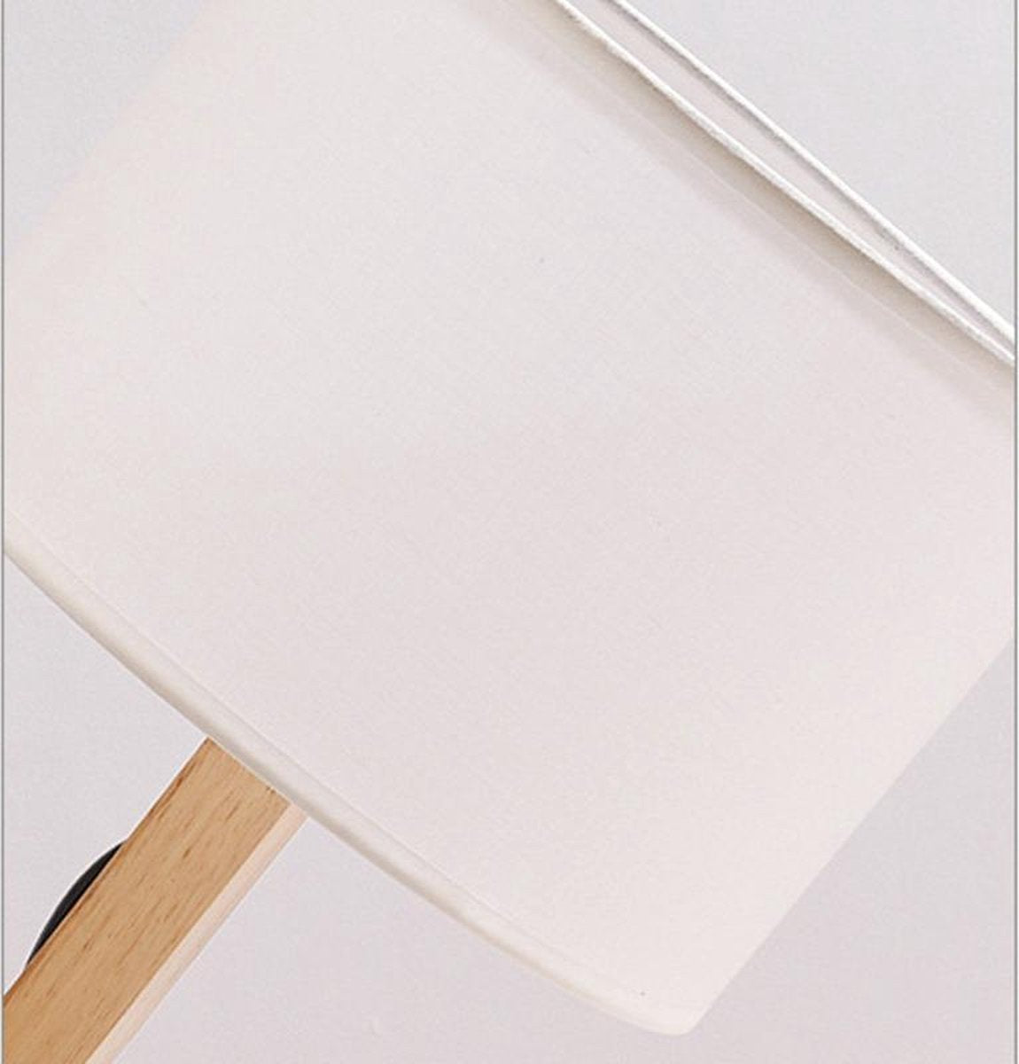 TDR - LED-bureaulamp met boekenhouder - Scandinavisch design - Witte stoffen kap - Houten mannetje met verstelbare gewrichten - Exclusief lichtbron