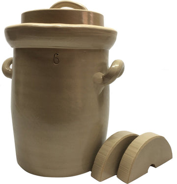 Zuurkoolpot - Fermentatiepot - Zuurkoolvat 6 liter (grijs/klassiek) met 2 verzwaringsstenen