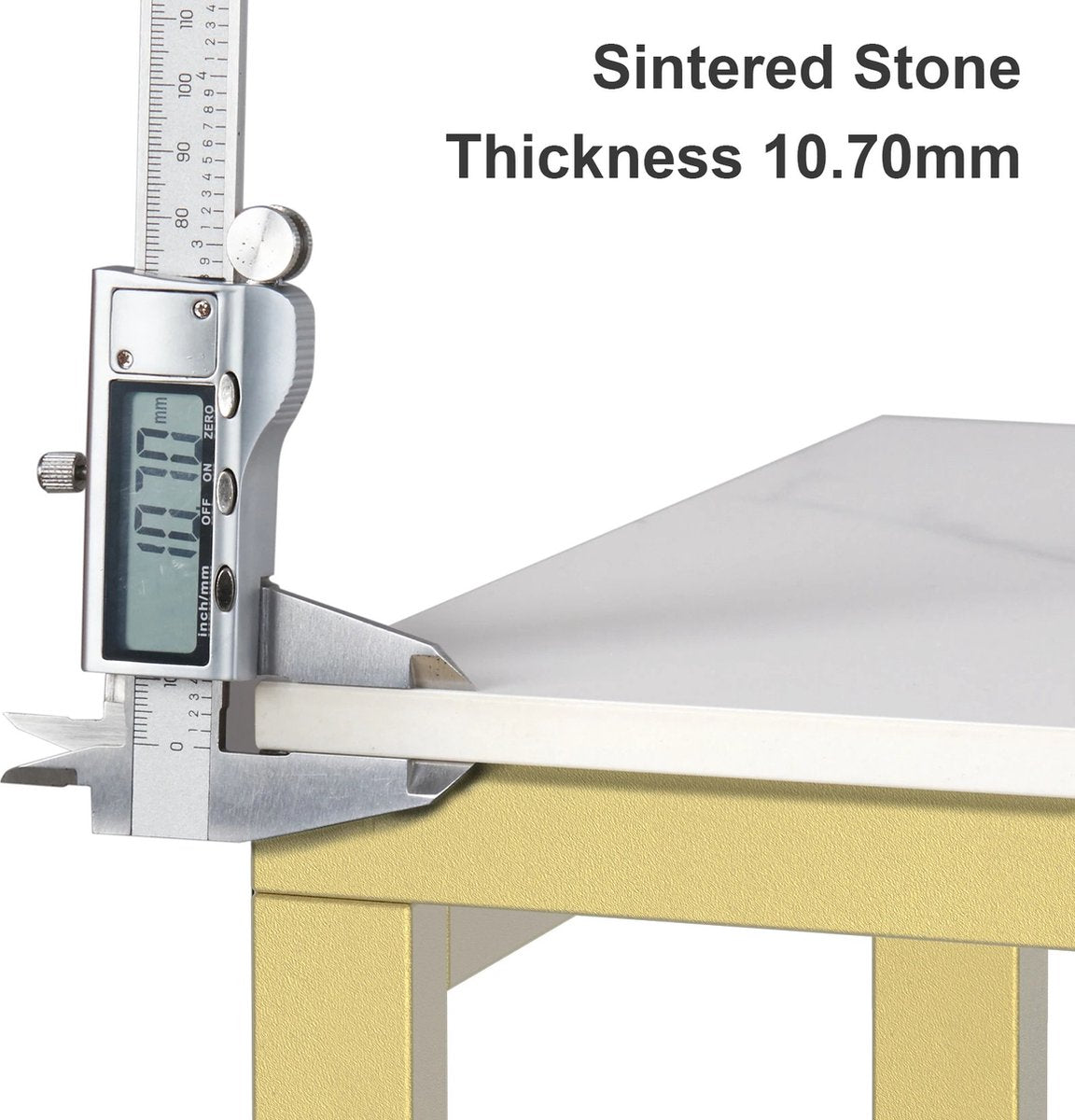 J&R Luxe sidetable - Muurtafel - Wandtafel - Bijzettafel - Console tafel - Wandbureau - Kaptafel - Bartafel - Zwart marmer blad - Goud frame - 100 x 300 x 78.5cm - Wit