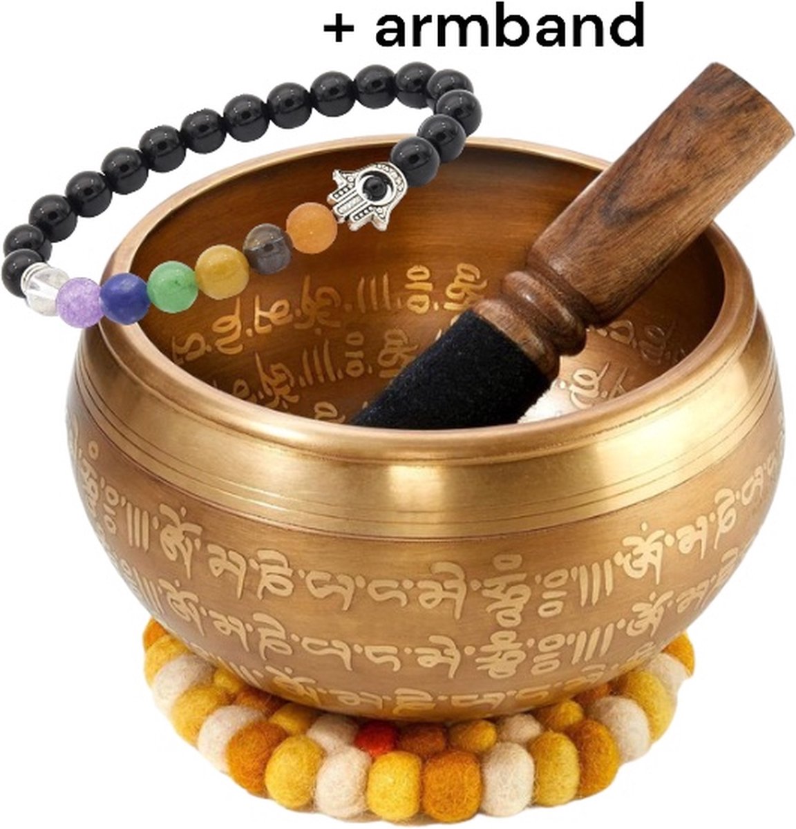 Tibetan Singing Bowl - XXL 850g - 16cm. Large Tibetan Set with Mallet and Singing Bowl Cushion in Lokta Paper Gift Box - Singing Bowl from Tibet. Gift - Sinterklaas - Christmas