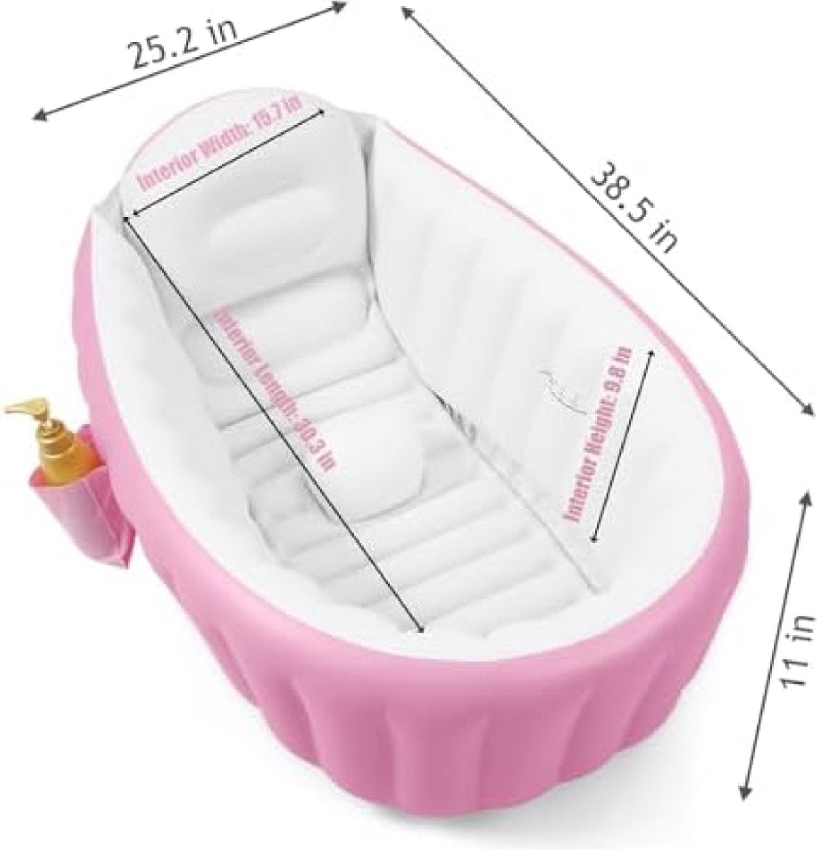 Inflatable baby bathtub, portable travel baby bath tub for infants, toddler bath with air pump, foldable non-slip shower tray, mini air swimming pool for newborns