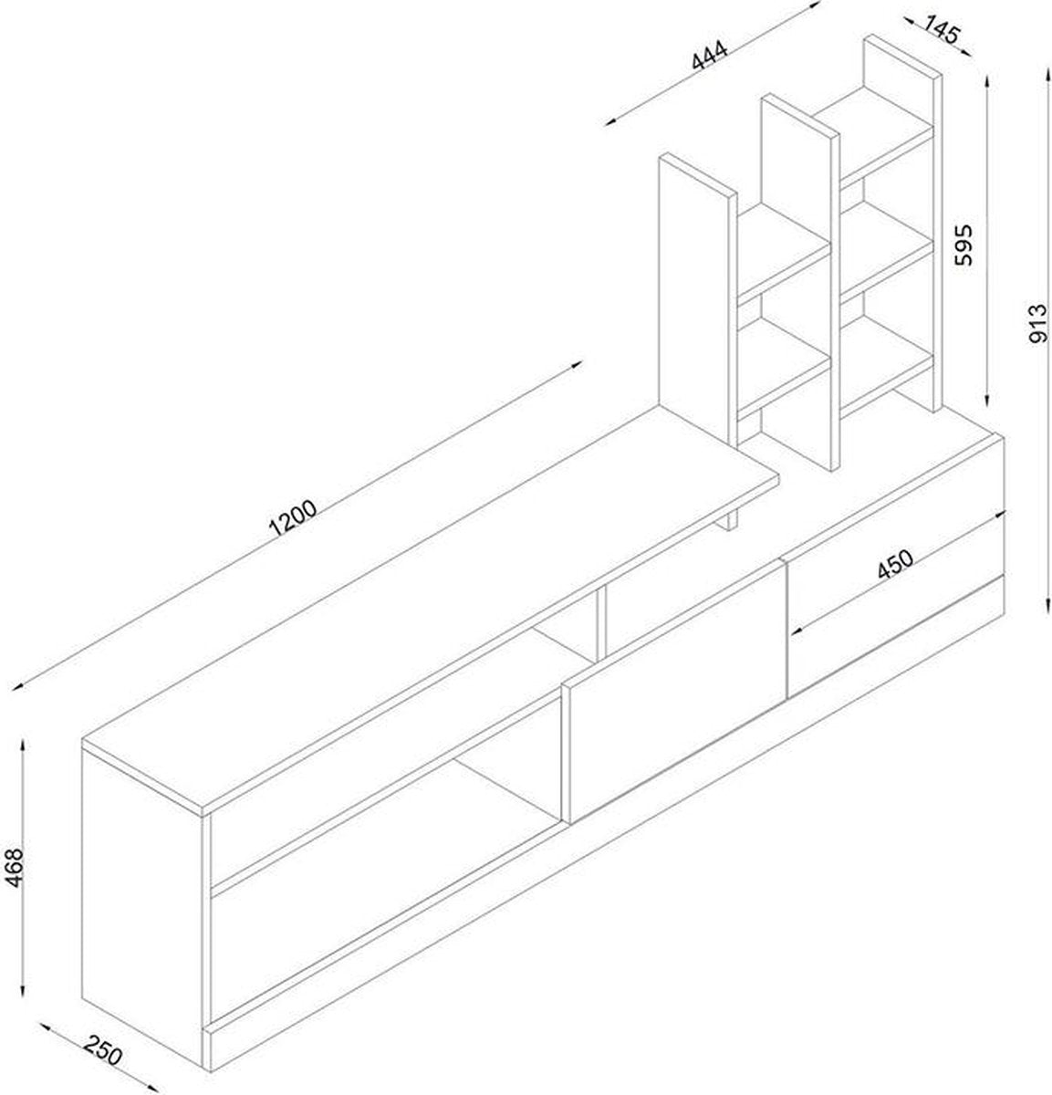 TV Meubel met Kast - Stijlvol Wit - Ruimtebesparend 164,4x91,3x25cm - Duurzaam Melamine