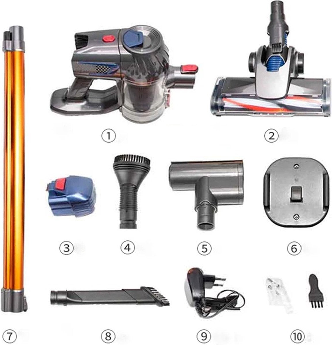 MazrekuHome® Bagless Vacuum Cleaner - Cordless Vacuum Cleaner - Powerful Suction with Dual Motor and LED Lighting