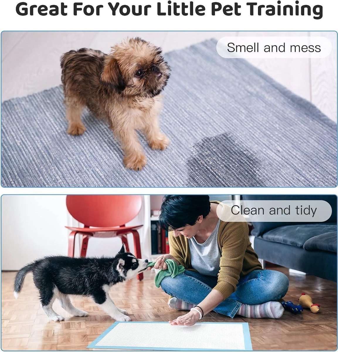 Huisdier Trainingsmatten - 50 Wegwerp Puppy Pads - Super Absorberend - Geurblokkerend - Thuis Trainingsmatten - 56 x 56cm - Verpakking van 100 - Hondentoilet Urine Pads
