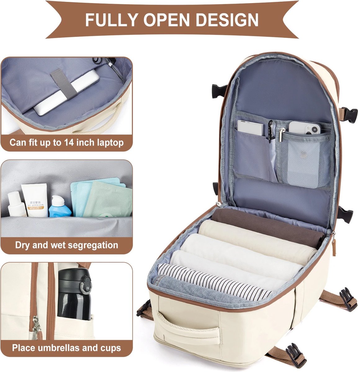 Backpack - Travel bag - Hand luggage - Laptop bag - Travel backpack - Compact and stylish - 40x25x20 cm