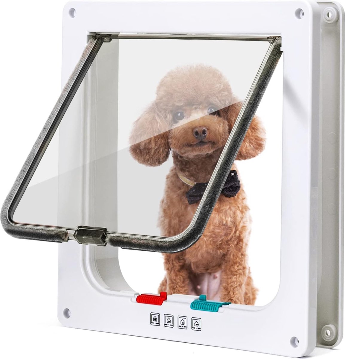 Kattenluik Hondenluik 4-weg magneetsluiting voor katten Hondenluik Kattenluik Huisdierluik Binnendeur voor katten en kleine honden (wit, XL)
