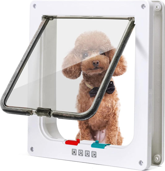 Kattenluik Hondenluik 4-weg magneetsluiting voor katten Hondenluik Kattenluik Huisdierluik Binnendeur voor katten en kleine honden (wit, XL)