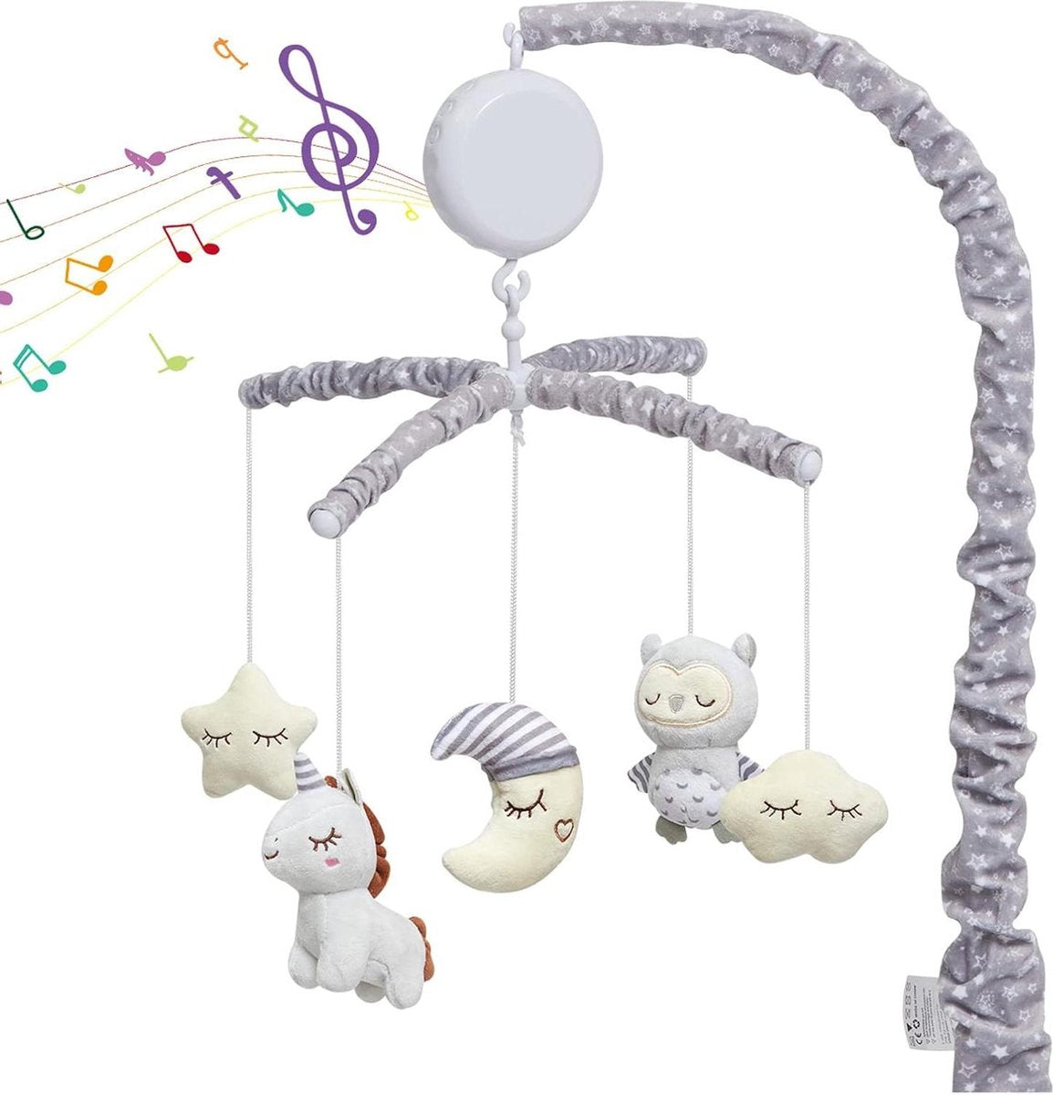Baby Mobile - Electric Musical Crib Toy for Girls and Boys - Grey