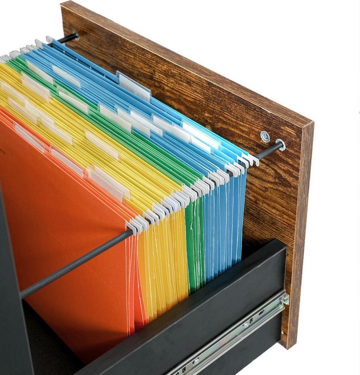 Hoekbureau - Computerbureau - Met Ladeblok - Houten Blad - Industriële Look - Bruin