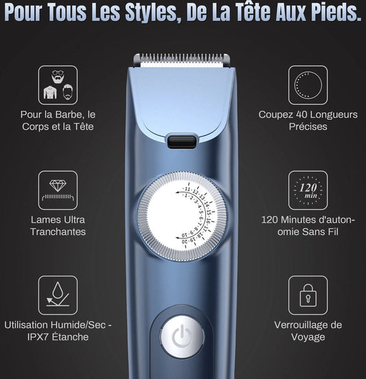 Hair Clipper Machine - Waterproof - Professional Cordless Hair Clipper - Electric Hair Cutting - Barber Trimmers - Men - Black